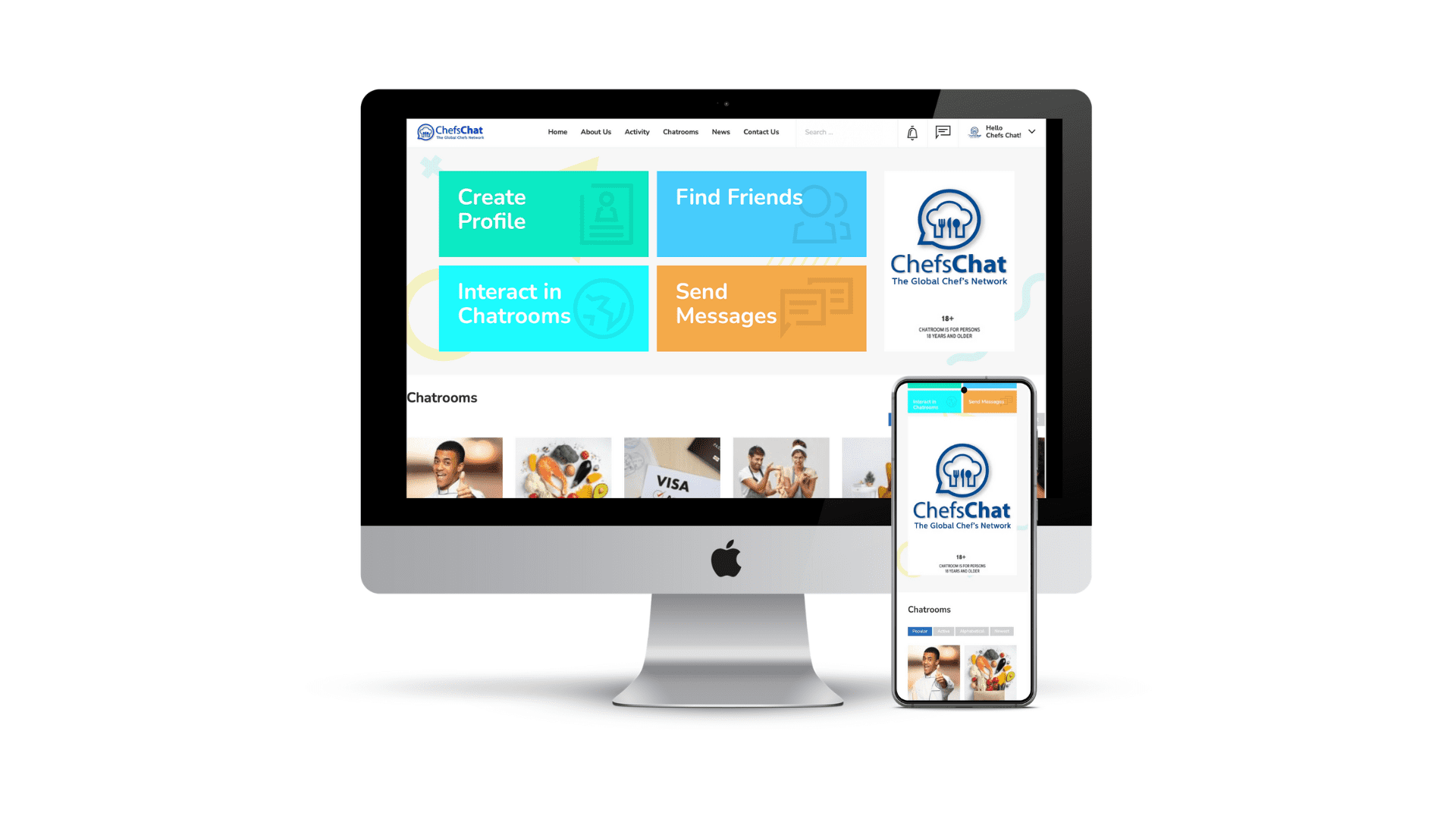 Chef's Chat Computer Layout to Showcase our social media management portfolio and copywriting services